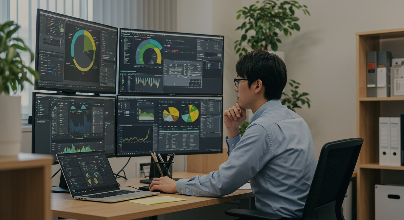 エンジニアが案件情報を分析している様子